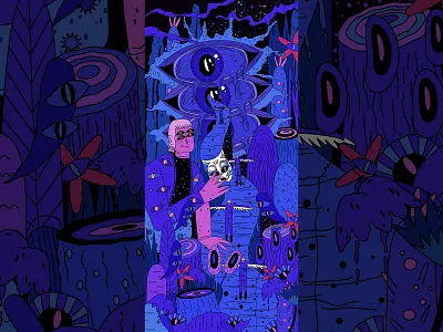 「鬼怪」 blue blue illustration design draw flat graphic design illustration line illustration ui，app，interface