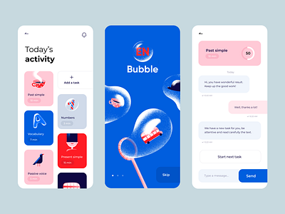 Bubble - Mobile App Design app design application design clean colors design illustration illustrations ios language app minimal mobile app design mobile application design mobile design ui ui design ux ux design