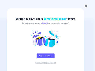 Cancel Subscription Popup 2d accept app art button cancel design illustration interface leave offer popup subscription ui ui design ux vector