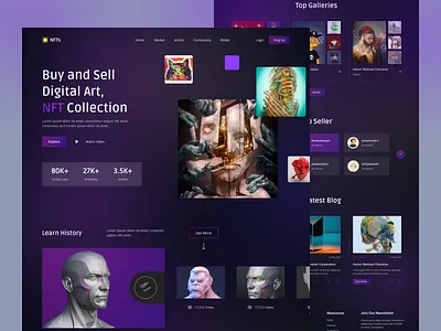 NFT Marketplace Website case study design designer figma expert landing page design nft market place nfts ui ui experience ui expert uiux user experience web app web design web experience web expert