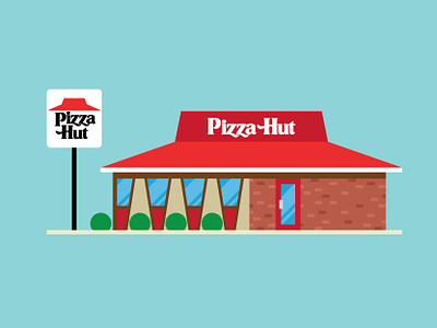 Retro 1980s Pizza Hut 1980s america building fast food hut illustration pizza pizza hut pizzeria restaurant retro sign store vintage