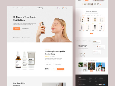 Beauty Product Website Design beaty beauty care beauty website cosmetics store curology design ecommerce hello dribbble home page landing page makeup product page product page design skin skine care uiux web web design website website design