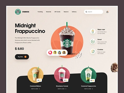 Starbucks Website Design cafe cappuchino coffee coffee bean coffeeshop drink ecommerce expresso flavor homepage illustration landing page latte mockup starbucks tea uidesign web design website website design