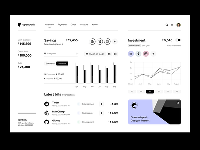 dashboard: overview app app design application dashboard finance fintech overview web app