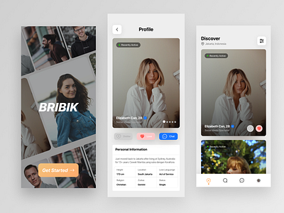 BRIBIK - Dating App Concept android app concept dating datingapp design iphone minimalis minimalist mobile mobile app modern ui ux