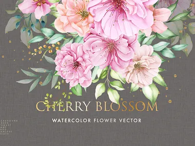 cherry blossom wedding card bundle background beautiful border card decoration design floral flower frame illustration invitation spring vector vintage wedding