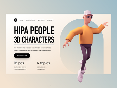 Hipa People 3D Characters 18design 3d 3d character 3d characters 3d illustration 3d men 3d people clean clean ui colorful colors download hero illustration minimalism minimalism ui trendy ui ui8 uidesign