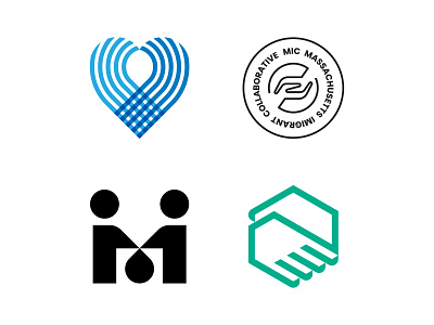 MIC logotype concept design geometry hand heart help immigrant logo mark shake symbol