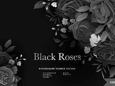 black rose wedding card bundle background beautiful border branding card decoration design floral flower frame illustration invitation spring vector vintage wedding