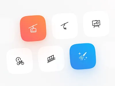 Icon set for the bike park 🚵🏻‍♂️ database portal bike school bike wash chair filters gondola icons icons set mountain bike search train wash webdesign