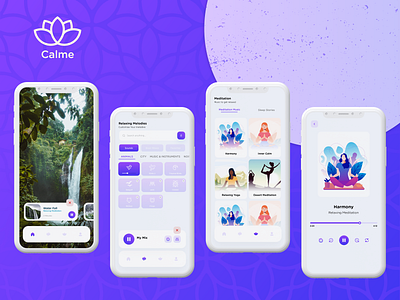 Calme Relaxing and Meditations - (UI/UX Design) app design app mobile calm mental peace sleep sound app user experience user interface