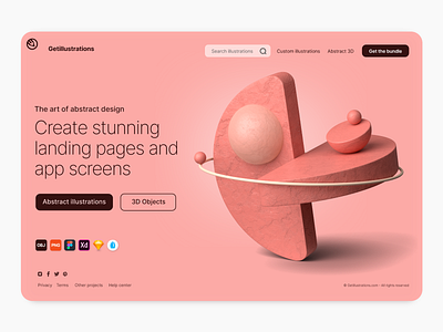 Abstract 3D illustrations 3d abstract blender cinema 4d composition creative illustration illustrations landing page obj shapes ui ux website