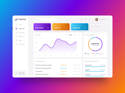 INVESTAT Dashboard design clean dashboard design minimal typography web