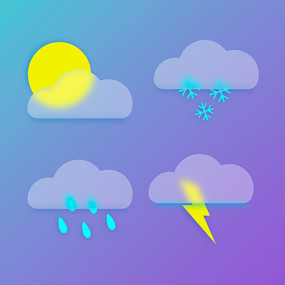 Set weather icons in glassmorphism style cloud computing