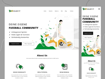 Website Design design figma football green header illustration landing page sport ui vector website