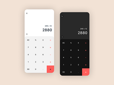 Daily UI 004 - Calculator app app design appui calc calculator calculator app calculator ui dailyui dailyui 004 dailyuichallenge dark theme light theme ui ux