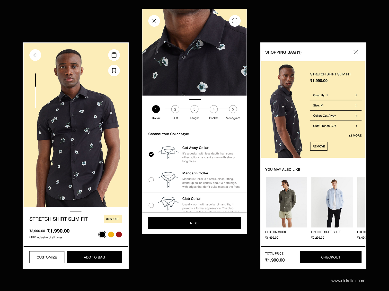Custom Clothing App Concept by Yugal Mahajan for Nickelfox UI/UX Design on Dribbble
