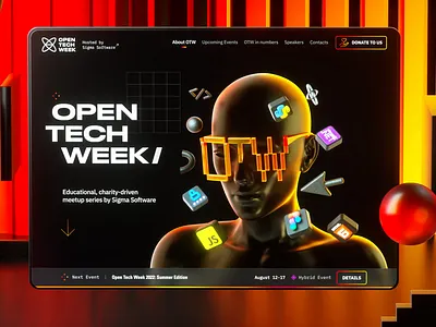 Open Tech Week — 3D Animation 3d 3d animation 3d character animation c4d event interaction landing page meetup octane render ui web web design website