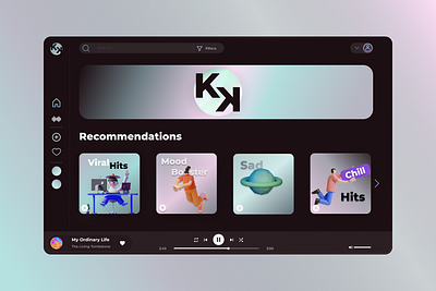 K&K is an online audio streaming service 3d anime anime studio animechanell app branding design graphic design illustration listenmusic logo motion graphics music music servise music website musicapp online service ui website