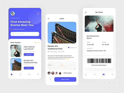 Festivals & Events App Explorations 🔥 booking calendar card concert design event app events fest minimal music seacrh ticket ui web