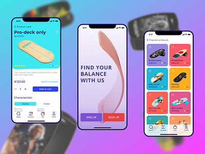 Balance boards Mobile APP app balance blue board bright creative designe designer freelance light man mobile modern red sport uiux web woman