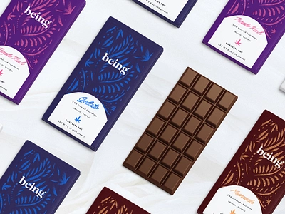 Being - CBD Infused Chocolate Packaging Design branding cannabis cbd cbd branding cbd packaging chocolate hemp label logodesigner marijuana natural organic packaging weed wellness