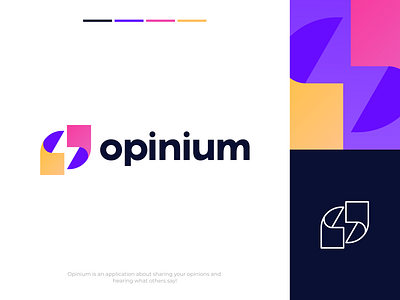 Opinium - Branding, Identity & Logo Design best brand branding bubble chat concept design identity illustration light lightning bolt lines logo mark share symbol talk talking