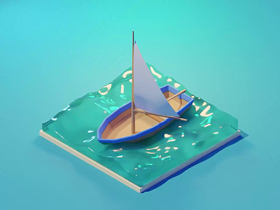 Animated Boat Tutorial 3d animation blender boat diorama illustration isometric render sail sea tutorial water
