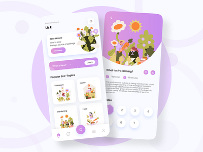 Eco-Podcast App app application eco ecoapp ecological ecology ecopodcast episode flowers flowersillustration illustration listen listeningapp mobile mobileapp podcast podcastapp purple screen