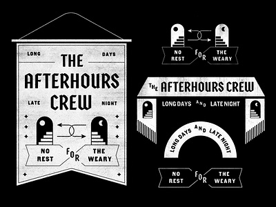 Afterhours Crew badge banner brand branding falg icon icons illustration logo mark