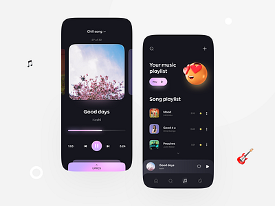 Music Player App 3d app audio audio player clean dark dark mode dark theme dark ui design gradient ios minimalist mobile app music music app music player spotify ui ux