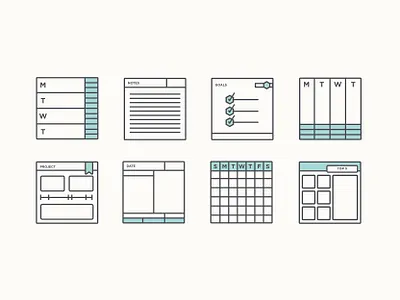 Planner Style - Icons design flat icons illustration line shape vector