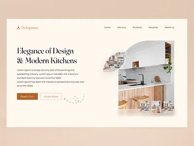 Delegance- Modern Kitchen Web Landing page animation clean ui figmadesign interior kitchen landing page ui ux video web