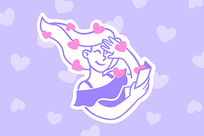 Wave of love gif girl hearts hurt illustrations illustrator love merculove merkulove procreate purple sketch speedpaint vector wave