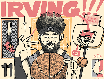 Kyrie Irving NBA artwork basketball cartel character color design illustration kyrie irving lowbrow nba portrait procreate sports