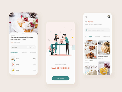 Sweet Recipe App Concept Animation animation app cake concept desserts illustration recipes sweets ui ux