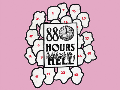 88 Hours in Hell. apparel collage design illustration logo religion retro