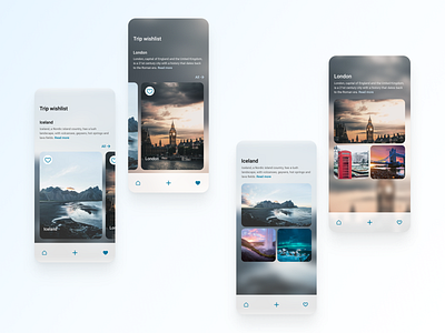 Trip wishlist app design ideation mobile