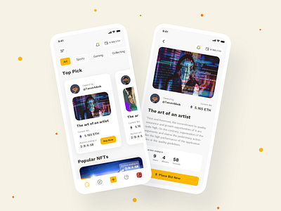 NFT Market Place App Design Concept app app design apps art auction branding cryto design eth market market place nft nfts product design token ui ui ux ui design ux ux design