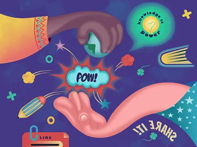 Share da Pow! design education illustration inclusion minimal participation peace