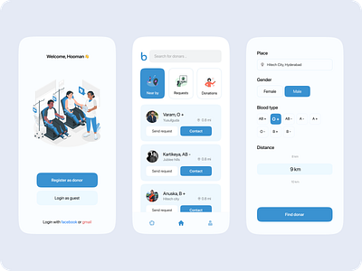 Blood donation application blood donation concept donation health care inspiration mobile ui