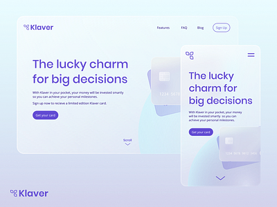 Klaver Hero Design bank briefbox glassmorphism klaver mobile modern web