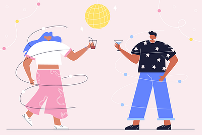 Dancing 2d adobe illustrator character covid dance data flat illustration illustraion nightlife party people relax vector vector art