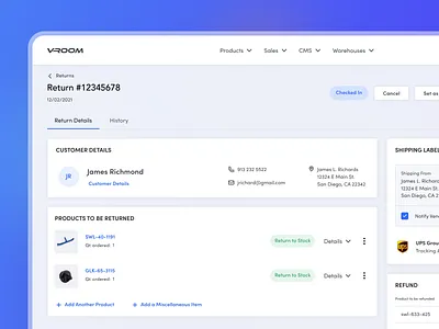 VRooM - Product Returns app designer brand identity design system ui design ux design web design web design agency