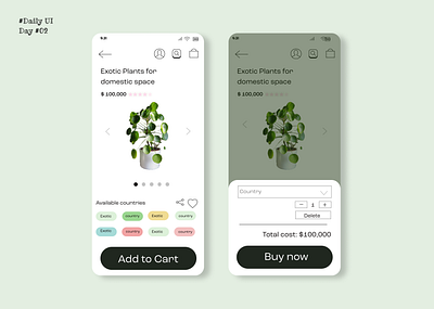 Daily UI #02 Purchasing exotic plants app illustration ui vector