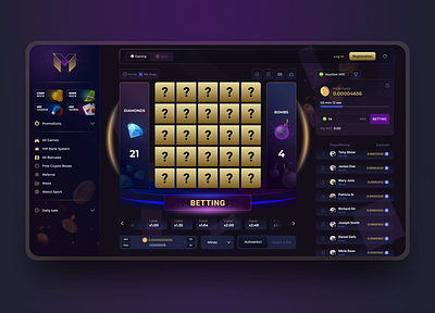 Game crypto casino betting blockchain blue casino crypto currency game money poker roulette slots spins trend ui violet vip web
