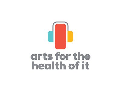 Approved logo for Arts for the Health of it art brand branding concept creative design headphones healing heart icon identity listen logo non profit podcast