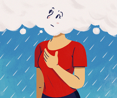 The Effects of Weather on Asthma asthma breathing character design editorial health healthcare illustration medical rain texture weather woman