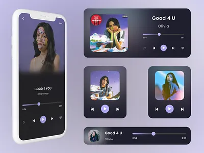 Design of music player 3d animation app application branding design figma graphic design illustration logo musicplayer musicplayerapp oliviarodrigo typography ui uidesign uiux ux uxdesign vector
