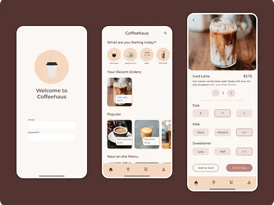 Coffeehaus - A Coffee Ordering Mobile App app coffee design food mobile mobile app order product design ui ux visual